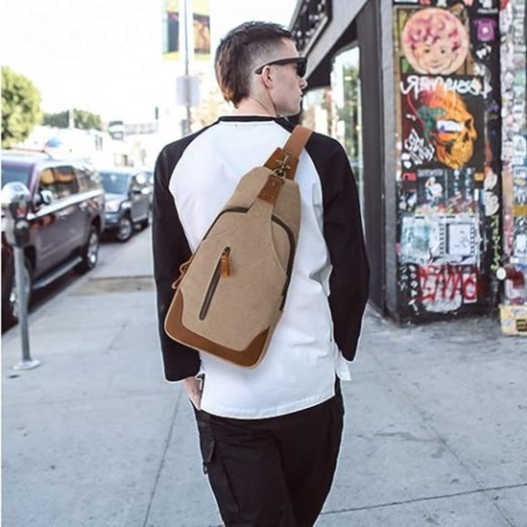 KL928 Man Canvas Sling Crossbody Backpack - Picture 5 of 6